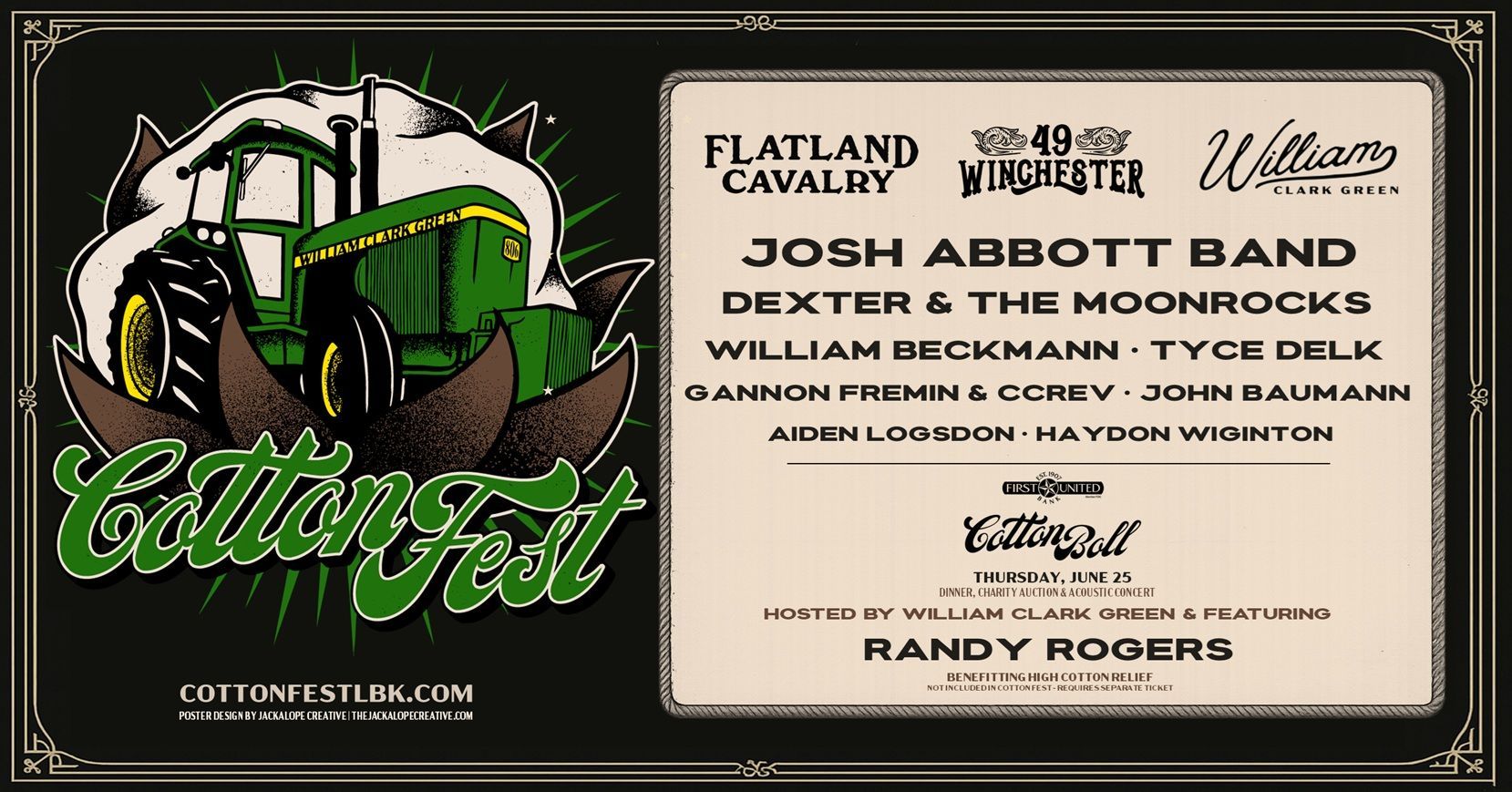 Green tractor in a cotton blossom, 