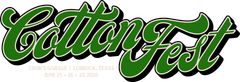 Cotton Fest logo in green with black shadow. 