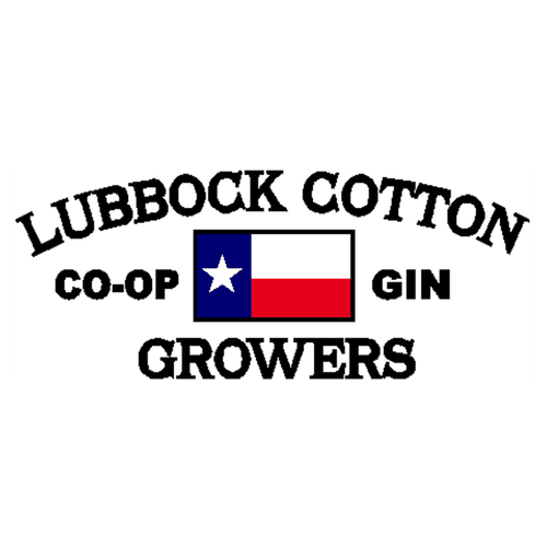 Logo for Lubbock Cotton Co-op Gin Growers. Includes Texas flag in the center with text above and below.