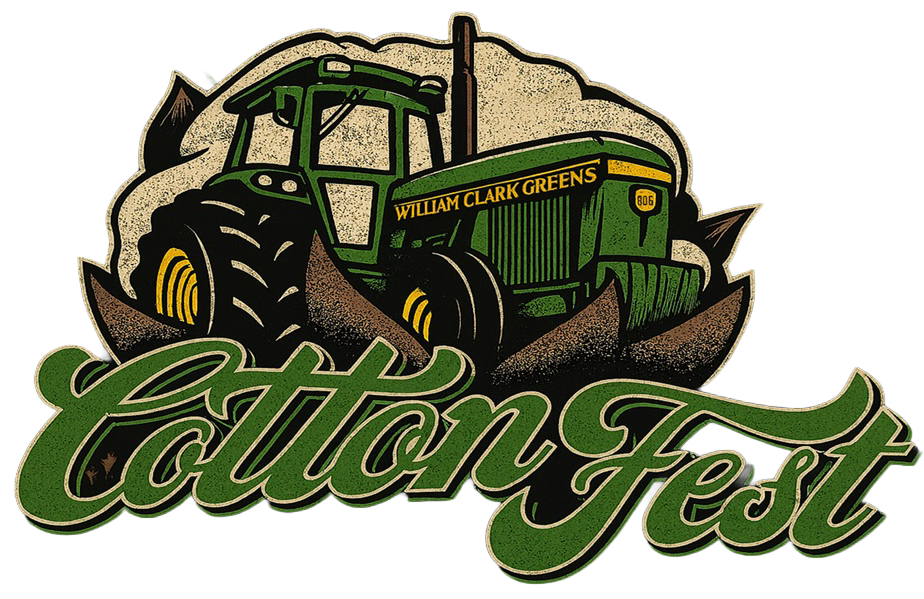 Green tractor in a cotton blossom, 