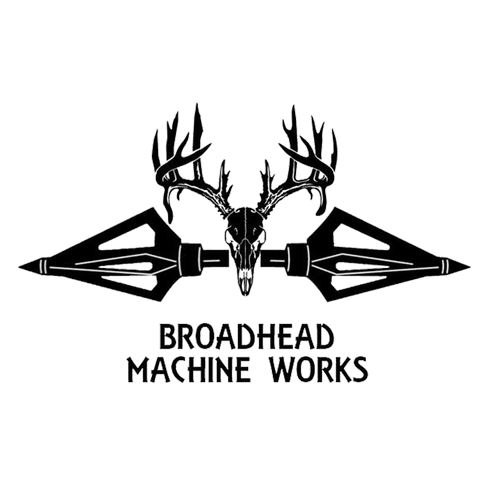 Logo: Deer skull with antlers, broadheads, text 