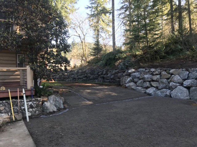 Driveway with Retaining Walls — Eugene, OR — Braun Excavating Inc.