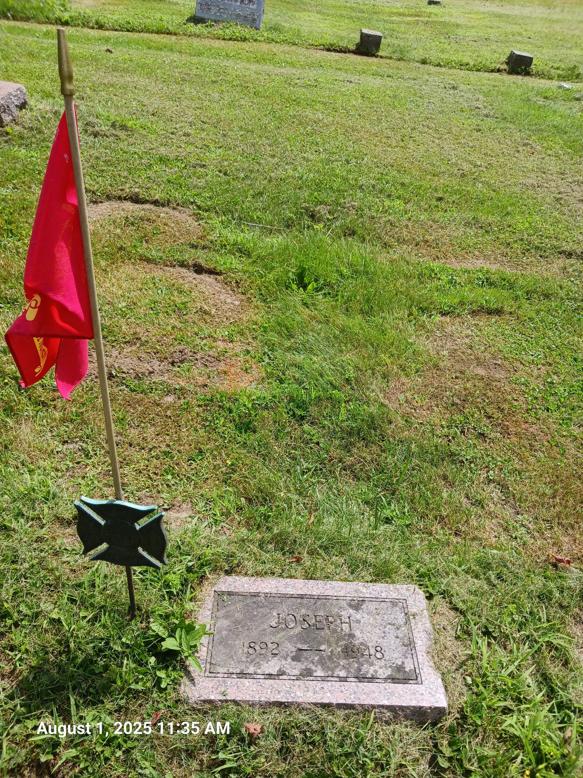 Joseph Spaulding footstone at Highland South Cemetery in Rumney