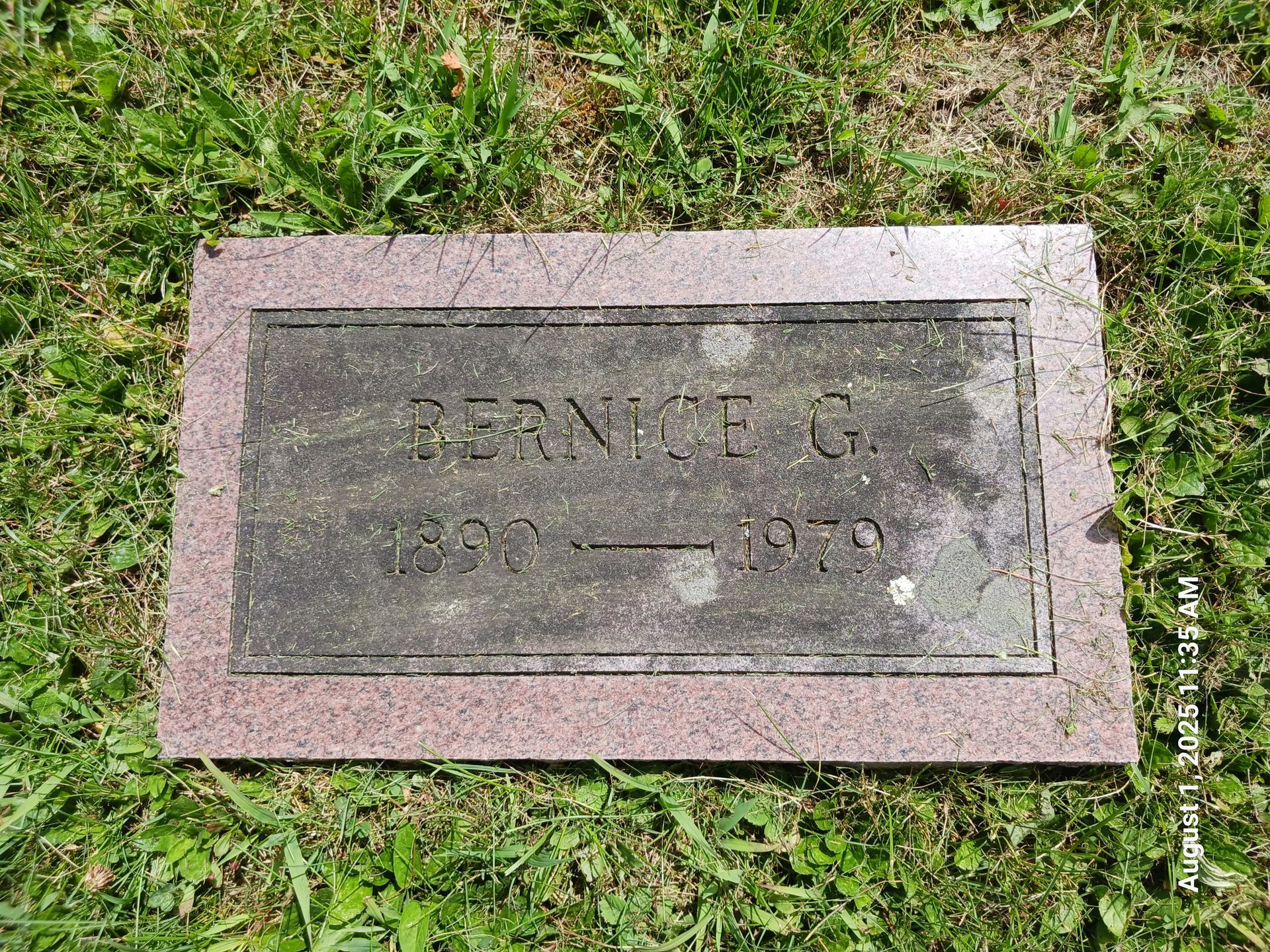 Bernice Spaulding footstone at Highland South Cemetery in Rumney
