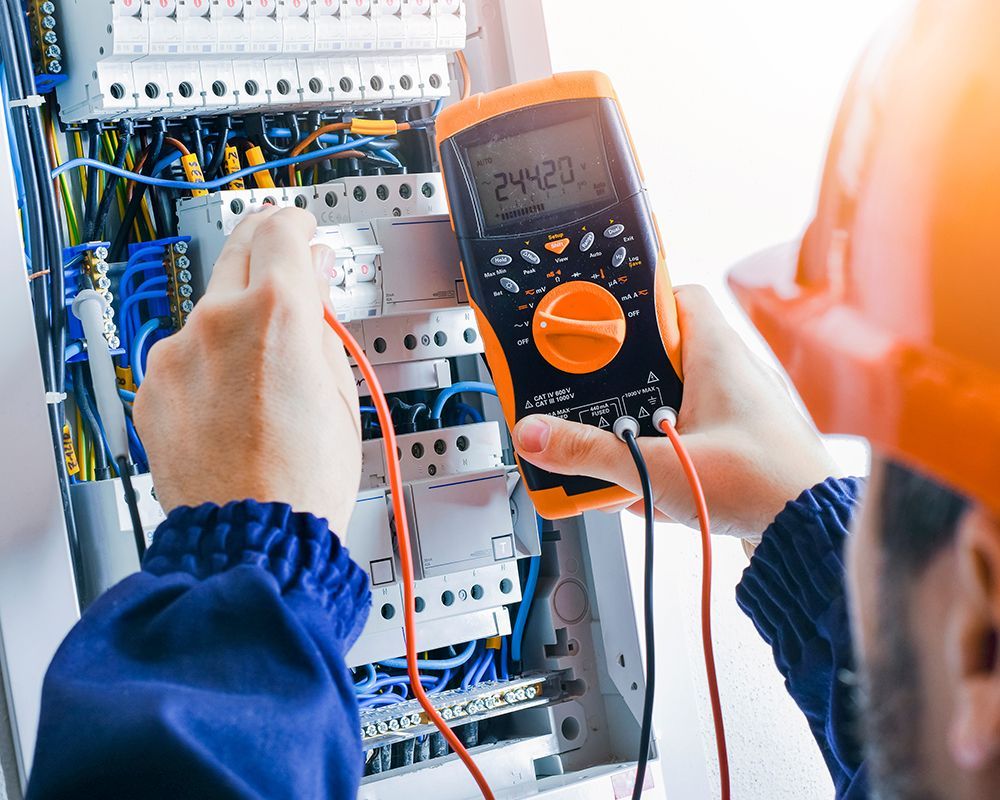 Man Inspectioning Panel Box