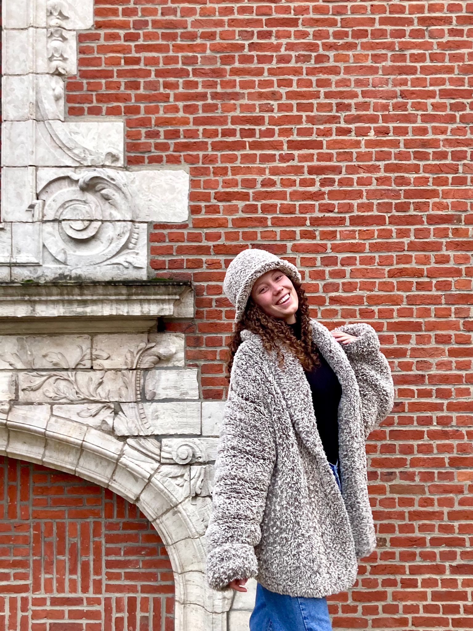 crochet faux fur coat 