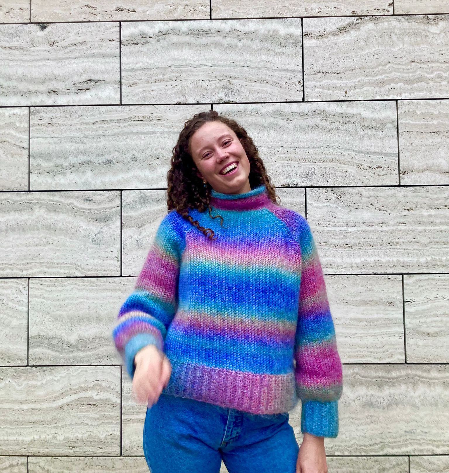 crochet rainbow sweater with mohair yarn 