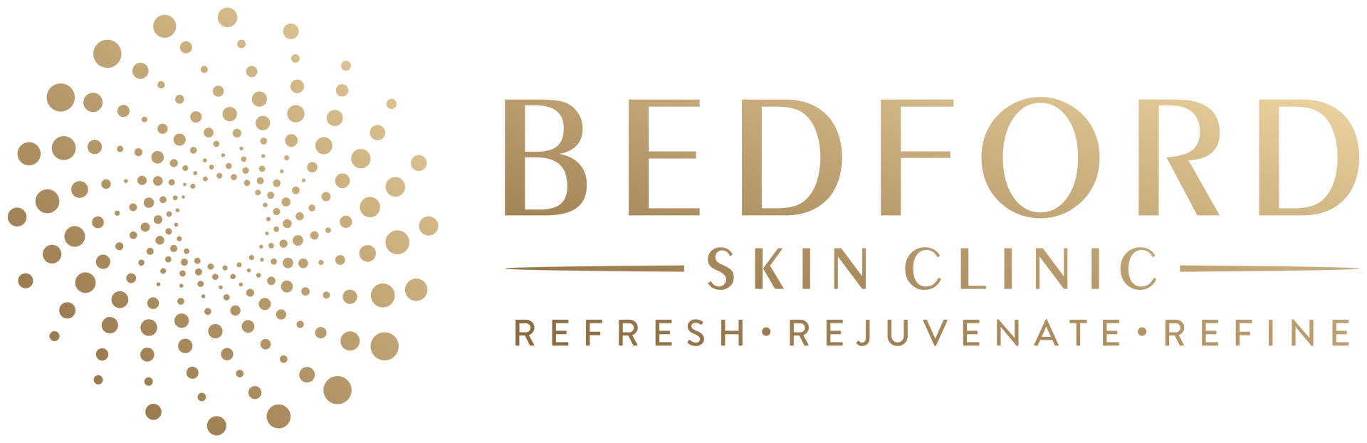The logo for bedford skin clinic refresh , rejuvenate , refine.