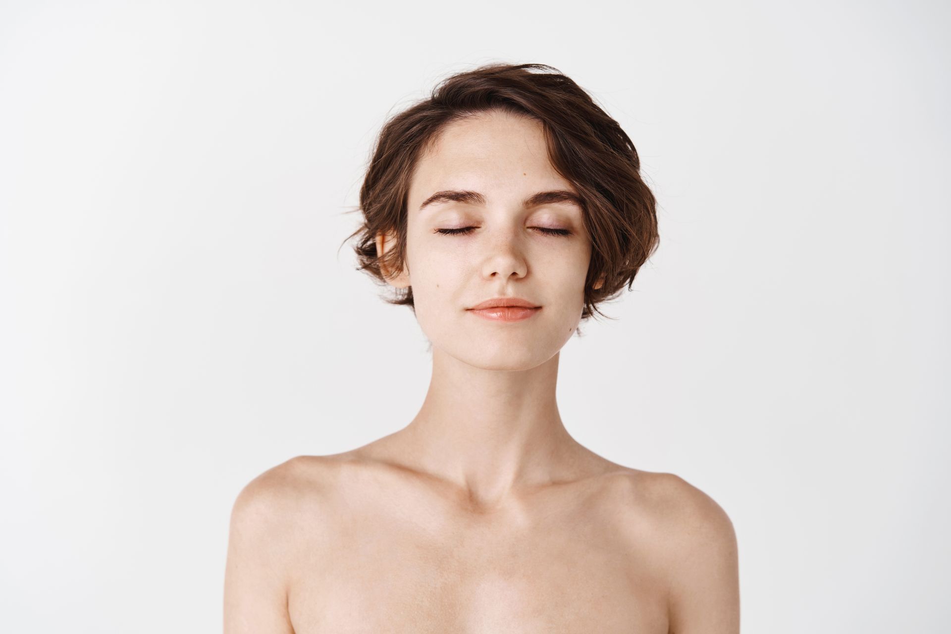 woman with her eyes closed
