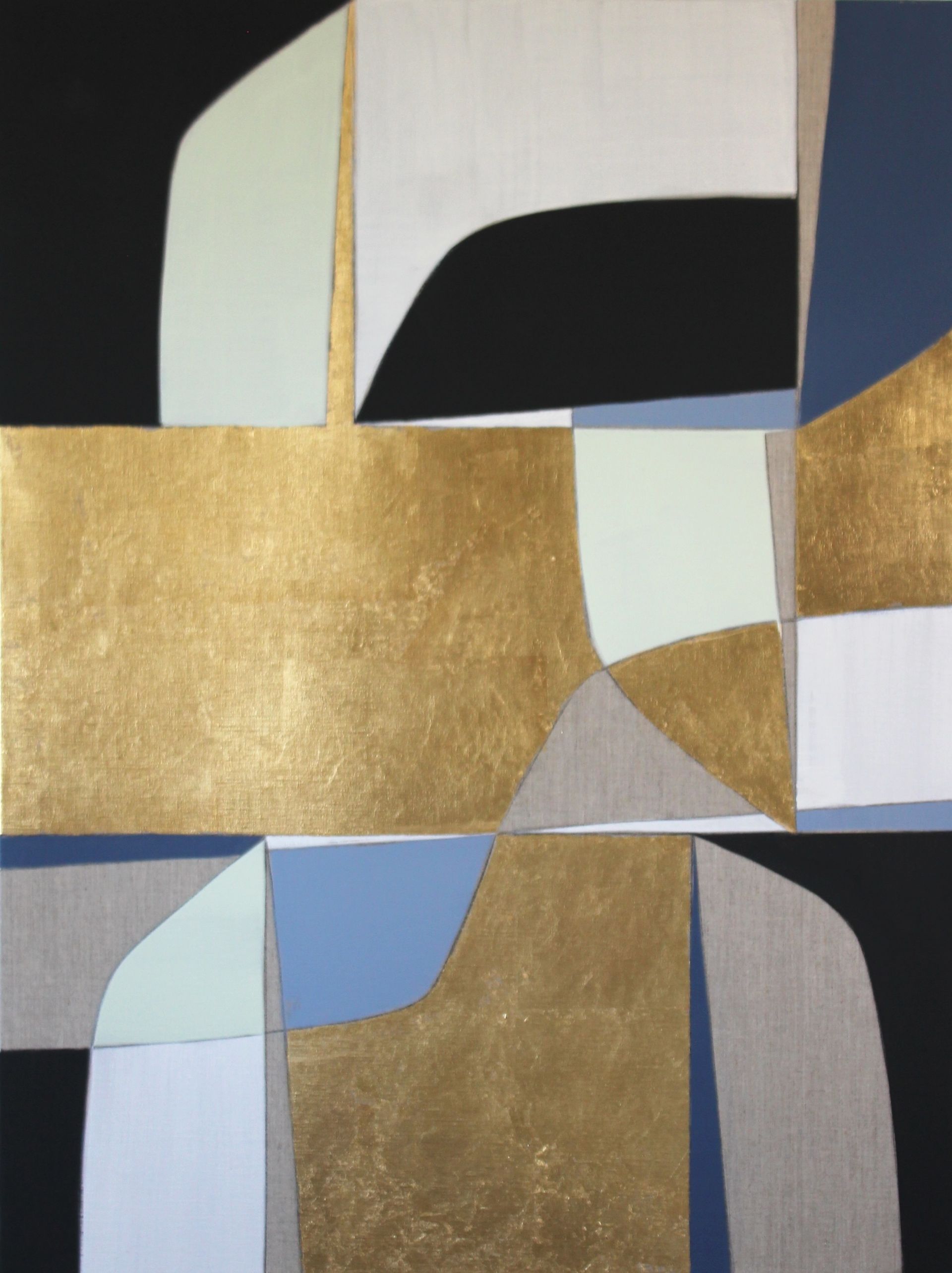 A close up of a painting with a black background