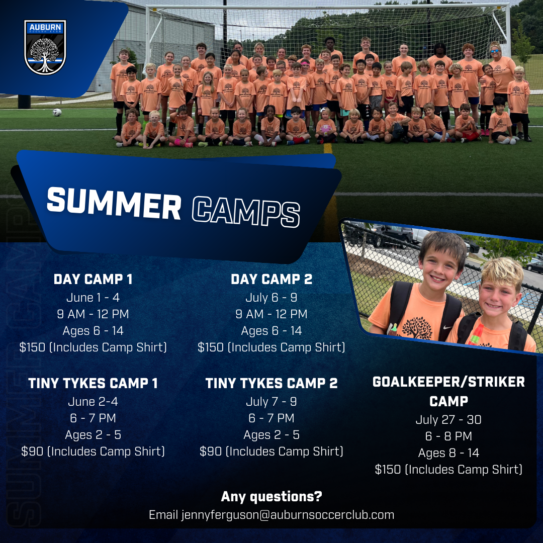 Auburn Soccer Club spring tryouts flyer
