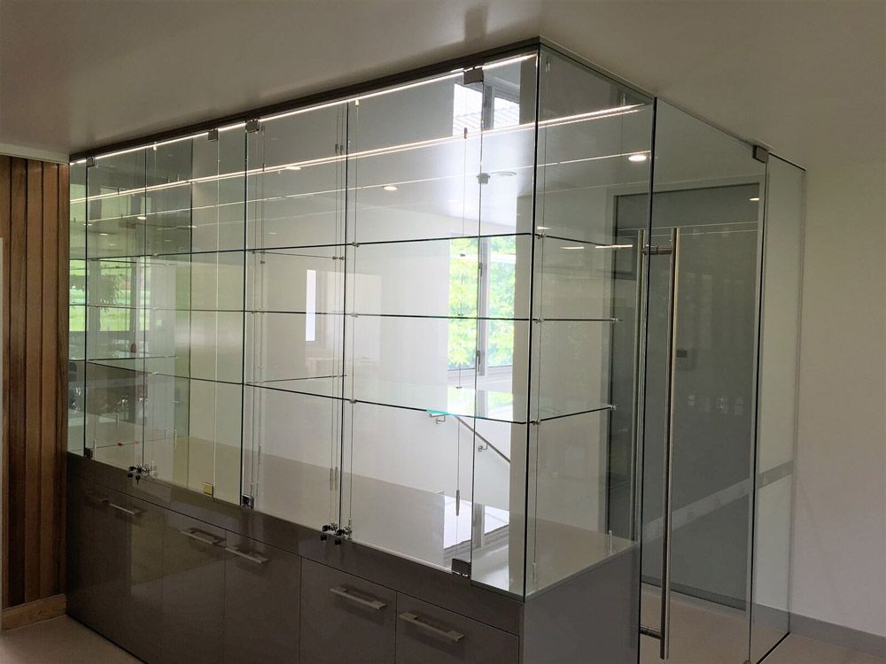 Display Cabinet with Full Glass Covering — Glass supply and installation in Westcourt, QLD