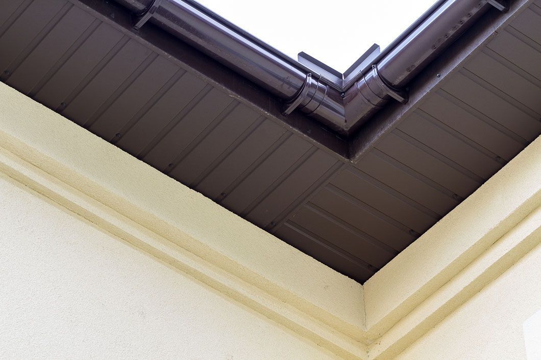 Looking up at the ceiling of a building with a skylight