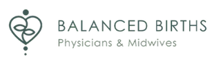 Logo for Balanced Births: heart with swirls, text "BALANCED BIRTHS," "Physicians & Midwives Alliance"