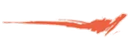 A single, long orange brush stroke with a jagged, textured end.