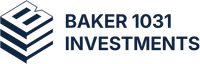 Baker 1031 Investments logo with navy text and stylized building icon