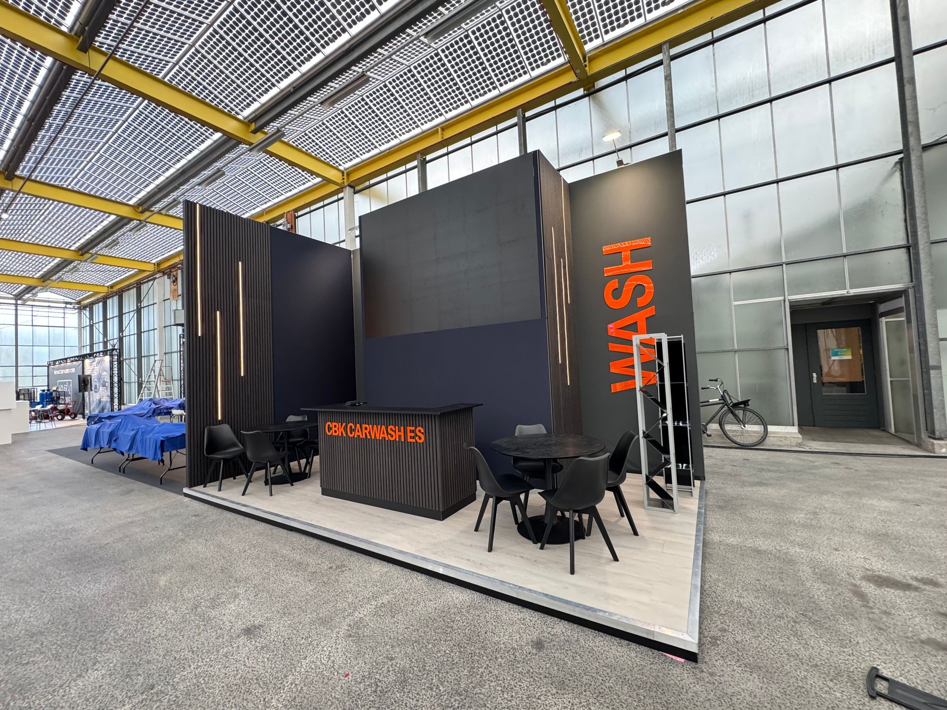 Exhibition booth with orange 