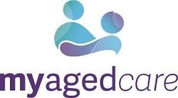 My Aged Care logo with abstract figures and text: 