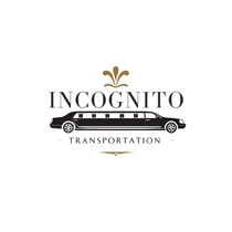 A logo for incognito transportation with a limousine on a white background.