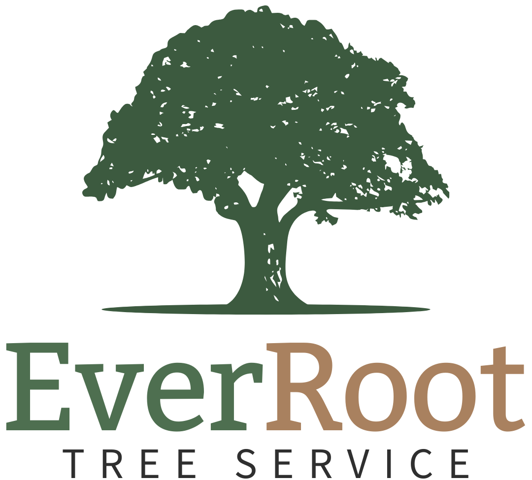Logo for EverRoot Tree Service: A green tree silhouette above the company name in green and brown text.