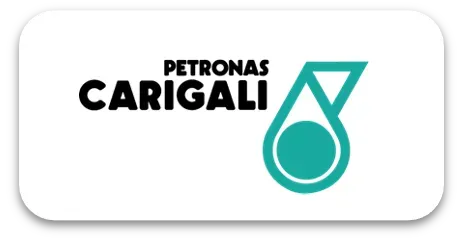 PETRONAS Carigali logo with black text and a teal symbol.