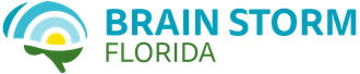 Logo for Brain Storm Florida with stylized brain and Florida setting.