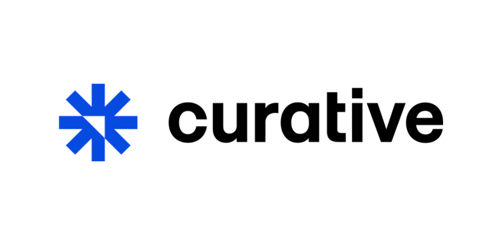 Curative logo: blue snowflake symbol next to the word "curative" in black.