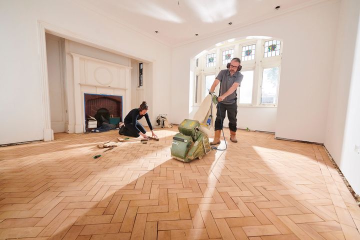 Workers Polishing The Floor Tiles — Clifton, NJ — Suba Flooring and Carpet