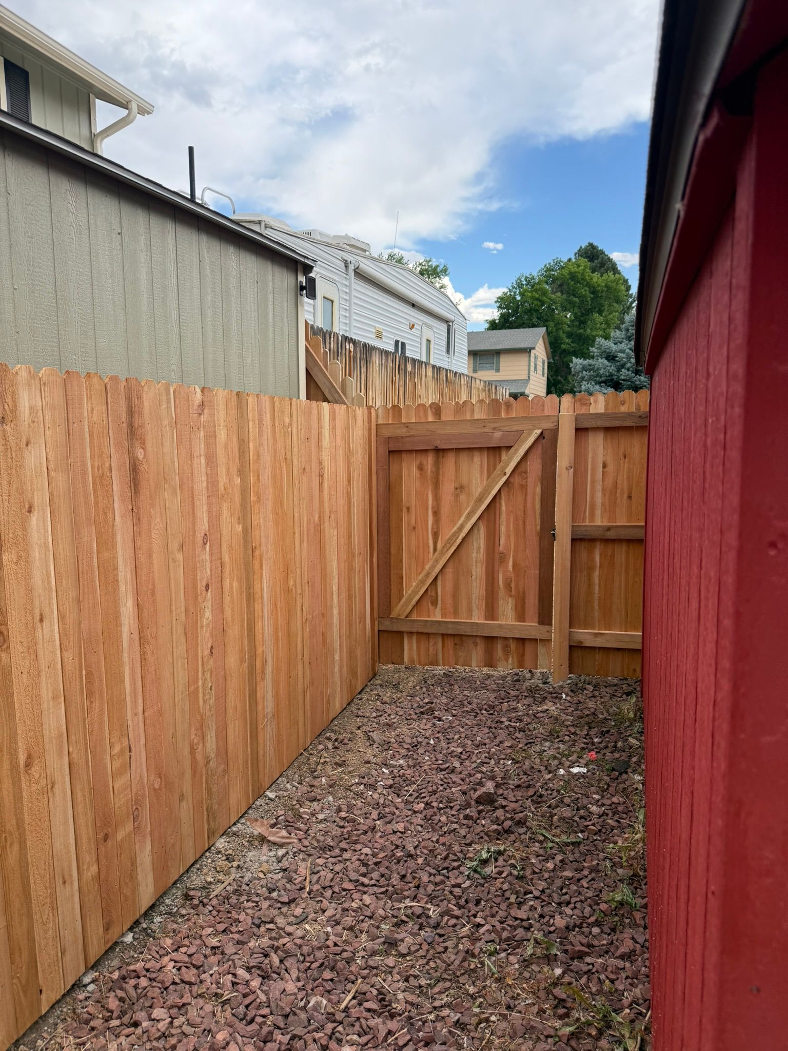 backside of gate with fence run