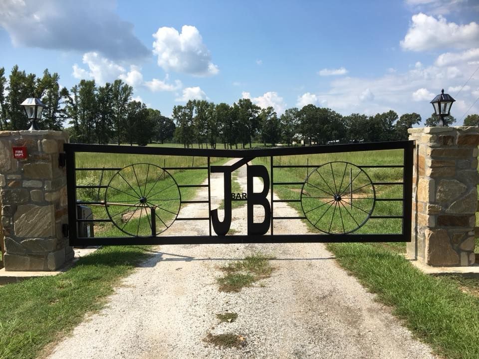 Black metal gate with