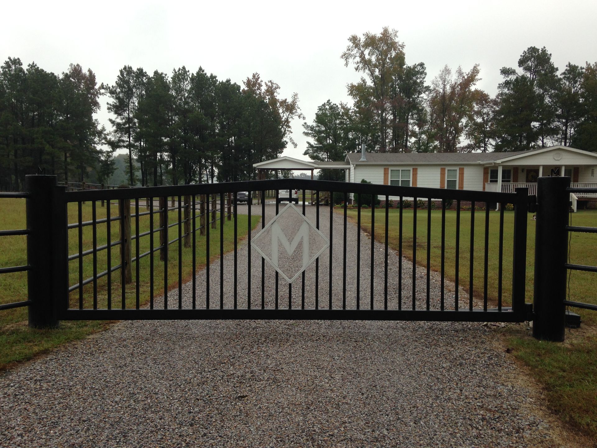 Black metal gate with 