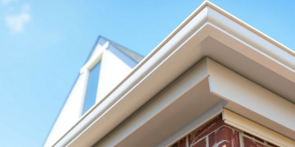 Newly installed gutters on a home in Rock Springs, GA.