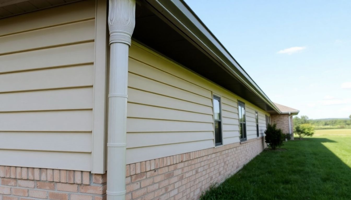 Home with well-maintained gutters.