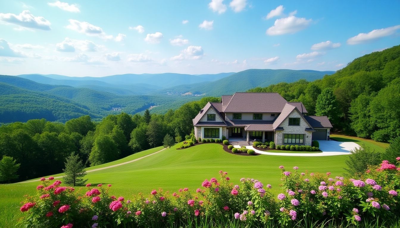 Custom home in North Georgia with scenic landscape.