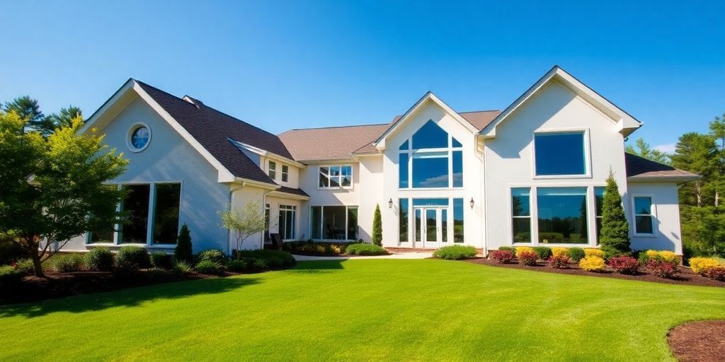 Modern home in Lafayette, North Georgia with lush landscaping.