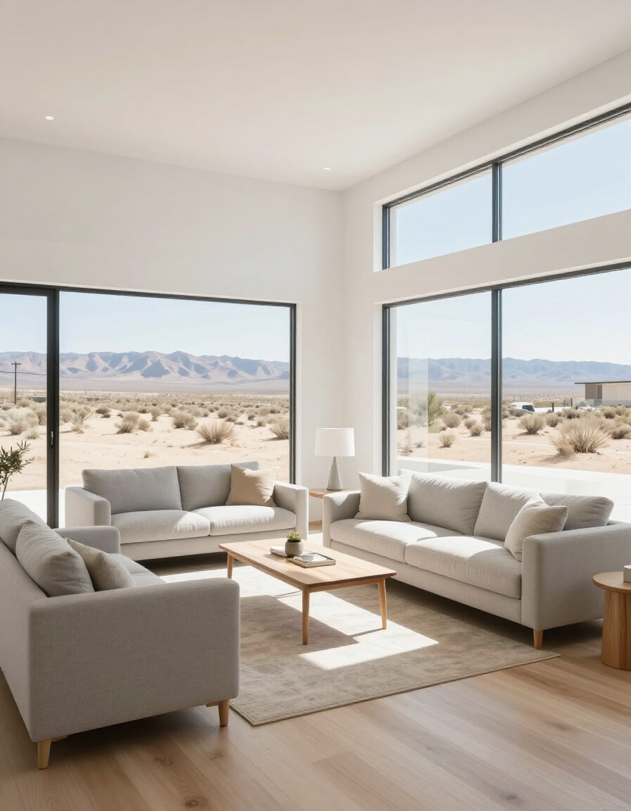 Clean bright residential living room interior