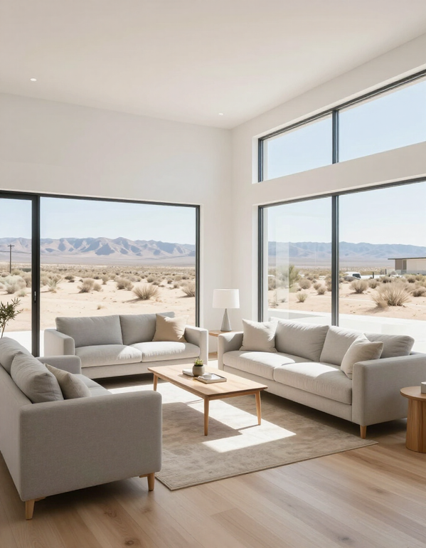Clean bright residential living room interior