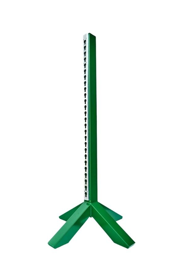 Adjustable steel jumping stand for equestrian obstacle training – durable and weather-resistant.
