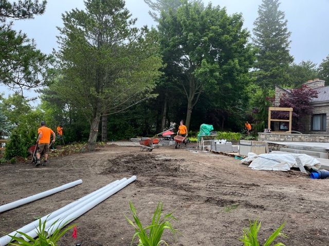 Cobble Design Team working on landscaping project in Bayfield 