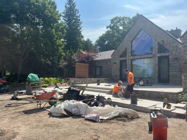 Cobble Design Team working on landscaping project in Bayfield 