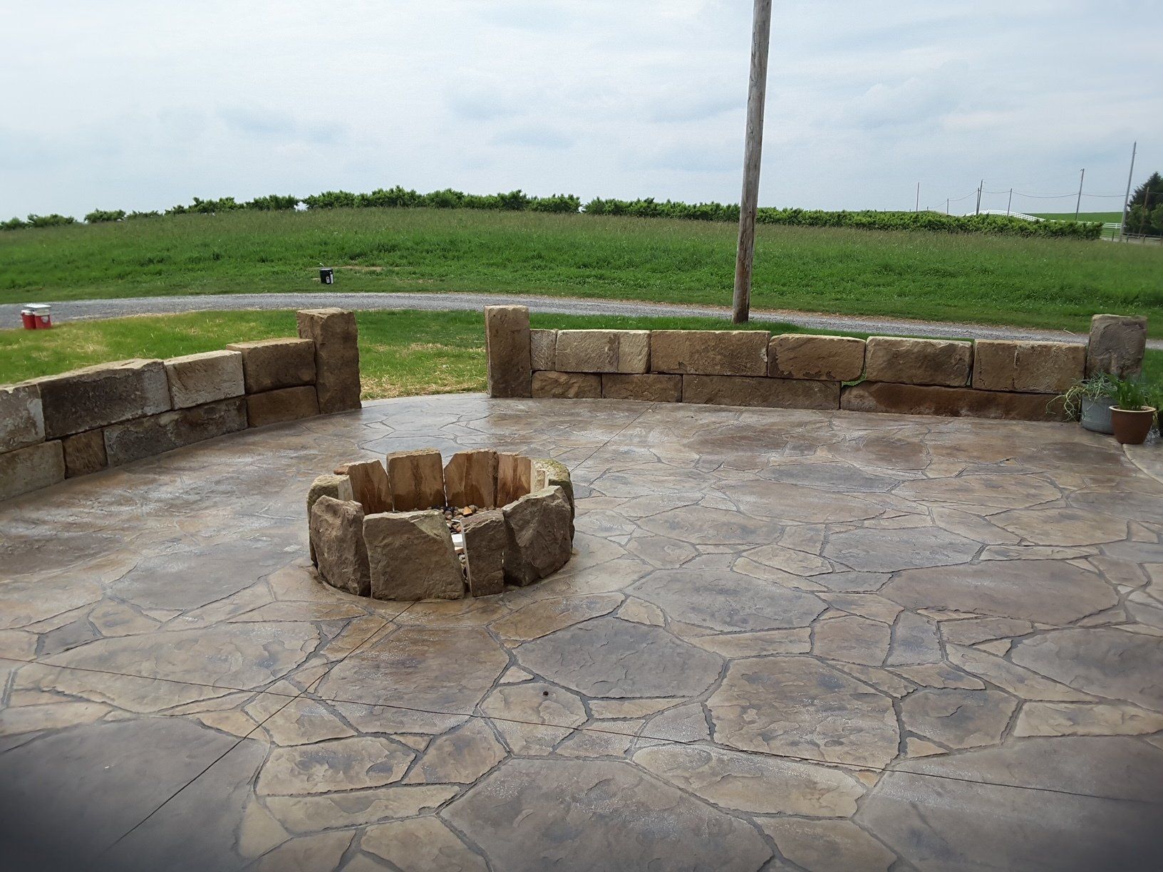 Stamped concrete deck