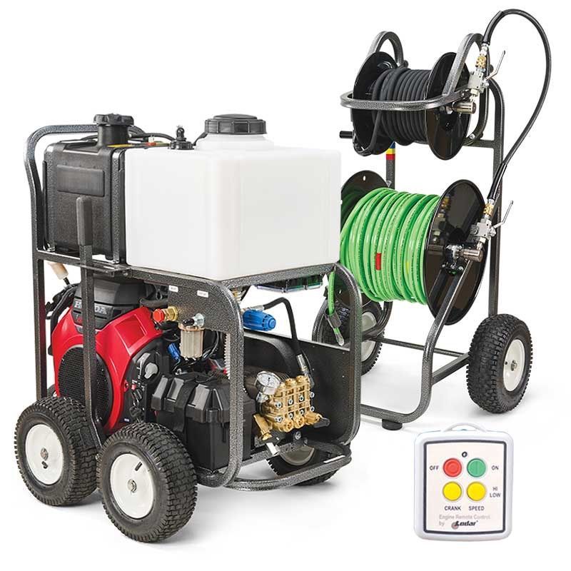 A person in blue gloves uses an orange drain snake tool in a stainless steel kitchen sink to unclog a drain.