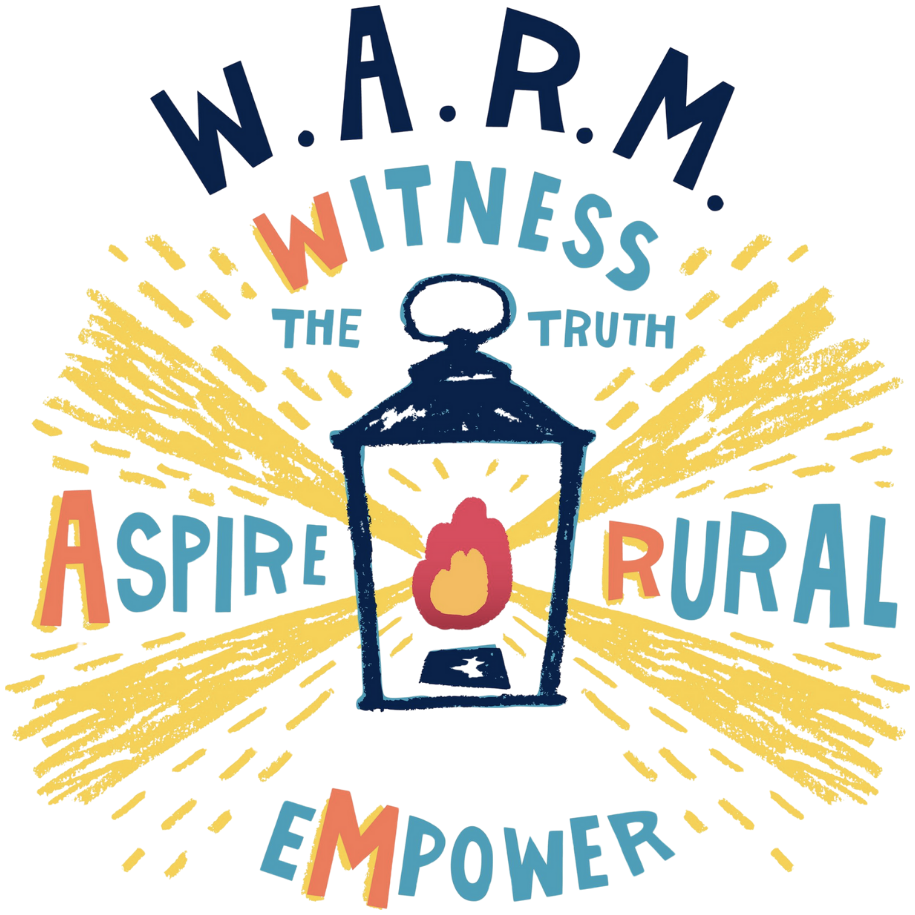 A logo for w.a.r.m. witness the truth aspire rural empower