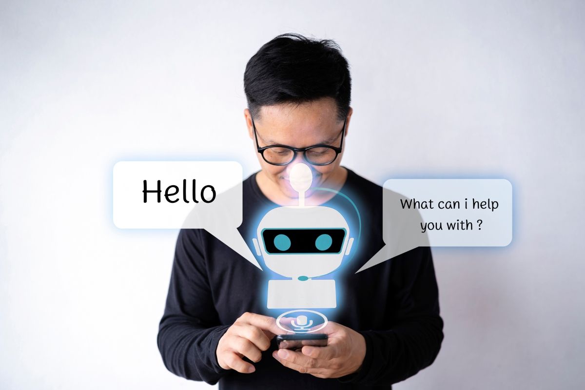 Person talking to AI bot