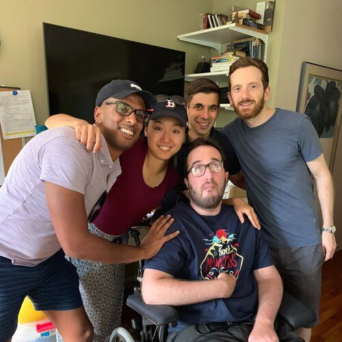 Dan with college friends in summer 2018