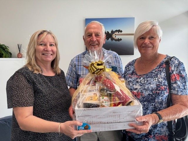 John Molesworth and his wife Glynis (pictured with Diane) who were the winners of the Christmas hamper.