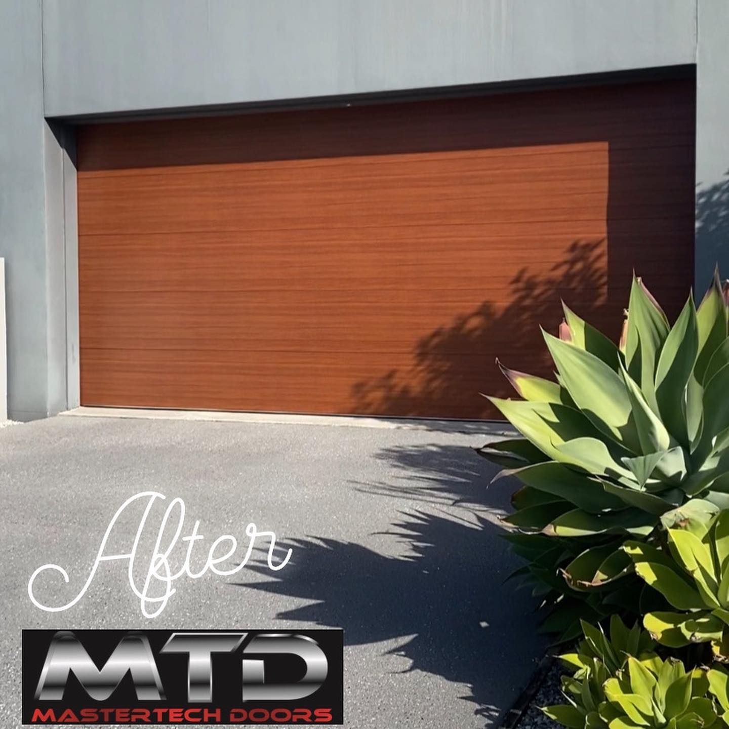 A picture of a garage door that has been installed by mtd