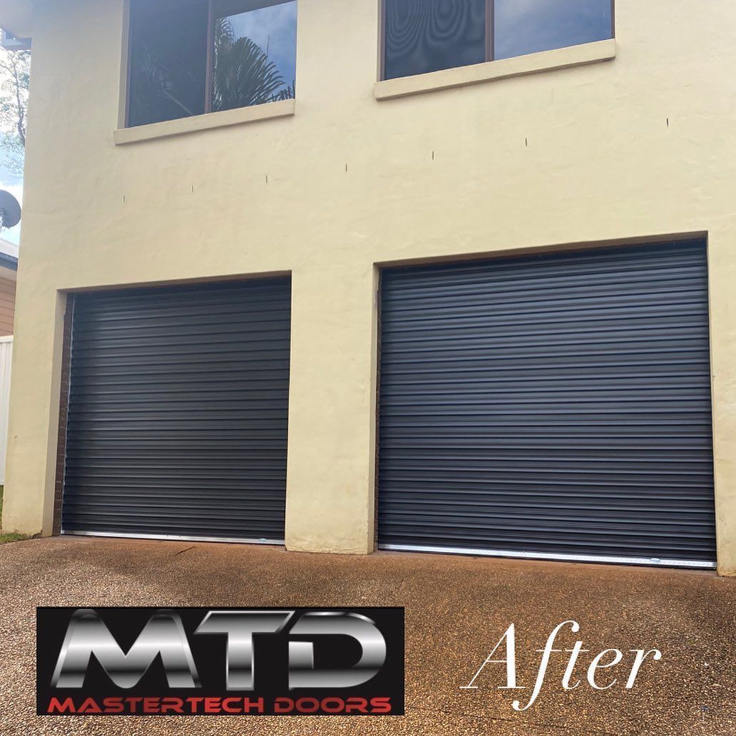 A picture of a garage door that has been installed by mtd