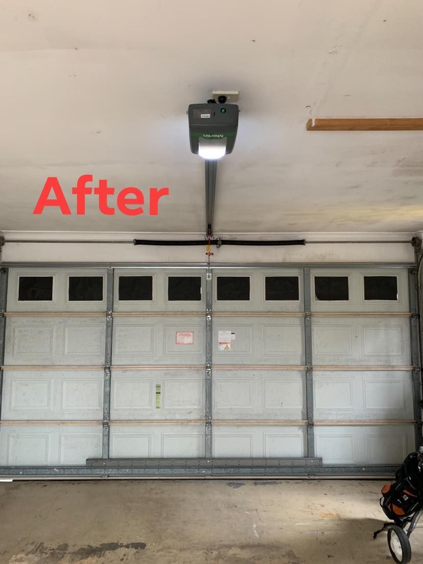 A picture of a garage door after being repaired