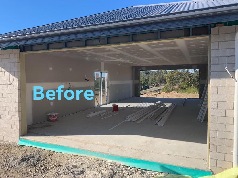 A picture of a house under construction with the words before written on it.